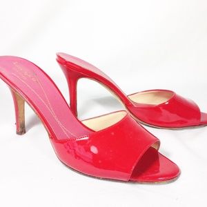 Kate Spade Red Open Toe Mules Patent Leather 7